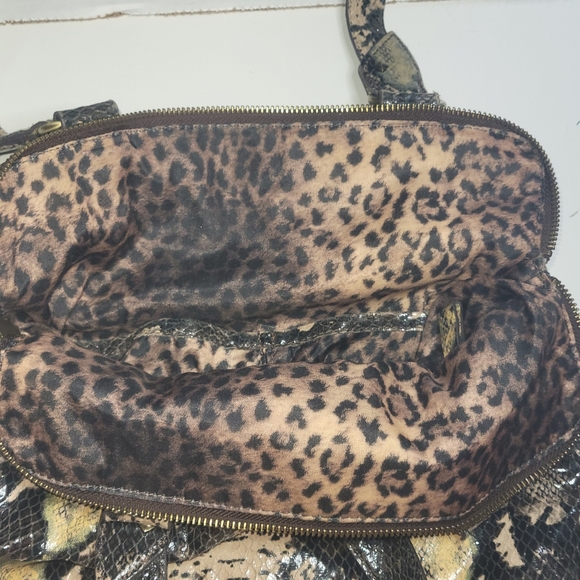 GRETTA Patent Python Hobo Bag Shoulder Black Creme - Picture 14 of 15